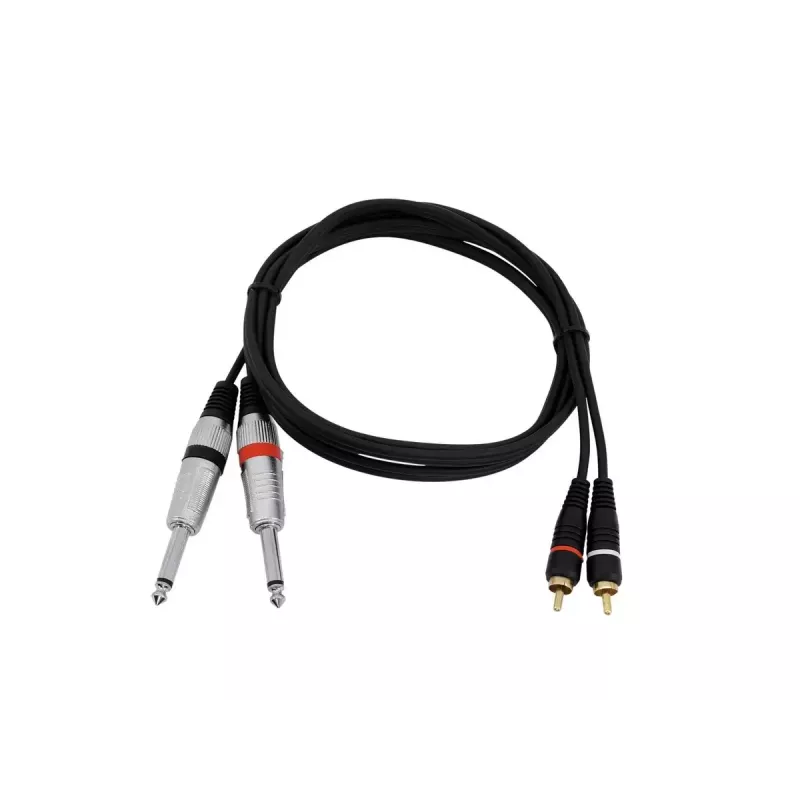Cabo de áudio Omnitronic 30225213 1,5m 2x6,35mm 2xRCA preto