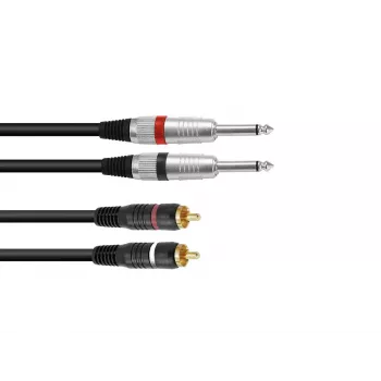 Cabo de áudio Omnitronic 30225213 1,5m 2x6,35mm 2xRCA preto