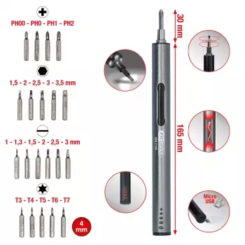 KS Tools 500.7195 chave de fendas de precisão sem fios USB