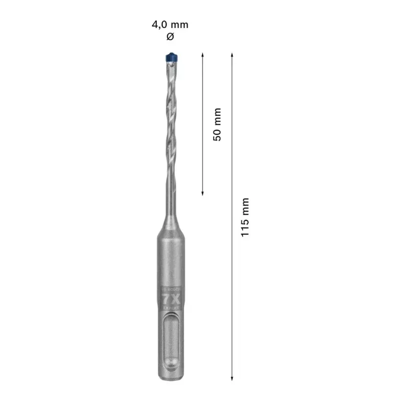 Broca Bosch SDS plus-7X 4 mm de diâmetro 115 mm de comprimento
