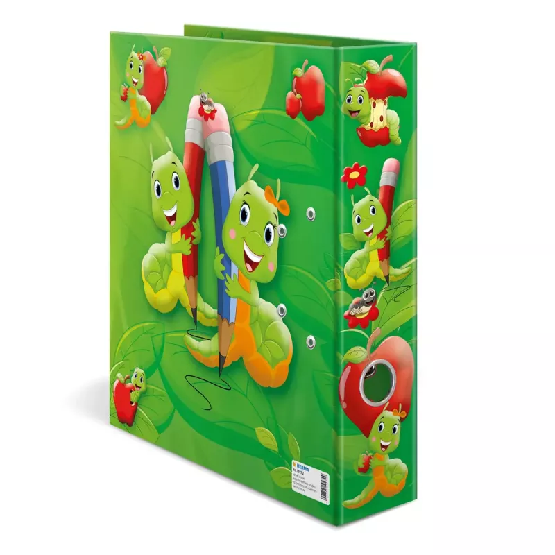 Dossier decorativo HERMA A4 Fritz der Wurm com anéis D cartão 285x315mm