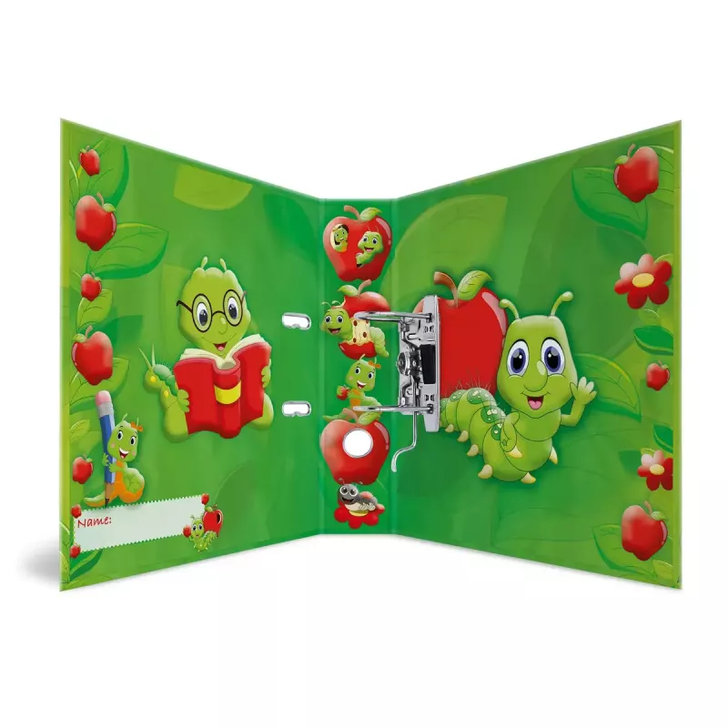 Dossier decorativo HERMA A4 Fritz der Wurm com anéis D cartão 285x315mm