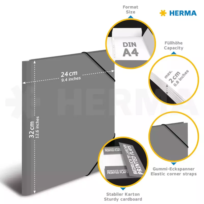 Dossier de anéis HERMA 19277 A4 multicolor cartão 285x315 mm