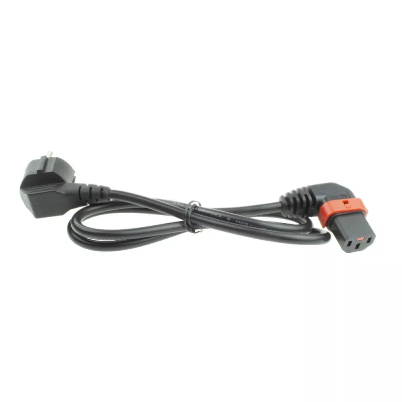 Cabo de alimentação ACT ficha CEE 7/7 (angular) - C13 IEC Lock (angular para a esquerda) preto 1 m, EL447S