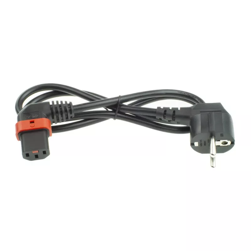 Cabo de alimentação ACT ficha CEE 7/7 (angular) – C13 IEC Lock (angular para a direita) preto 1 m, EL446S