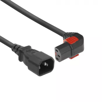 Cabo de alimentação ACT C14 - C13 IEC Lock (angular) preto 2 m, PC2048
