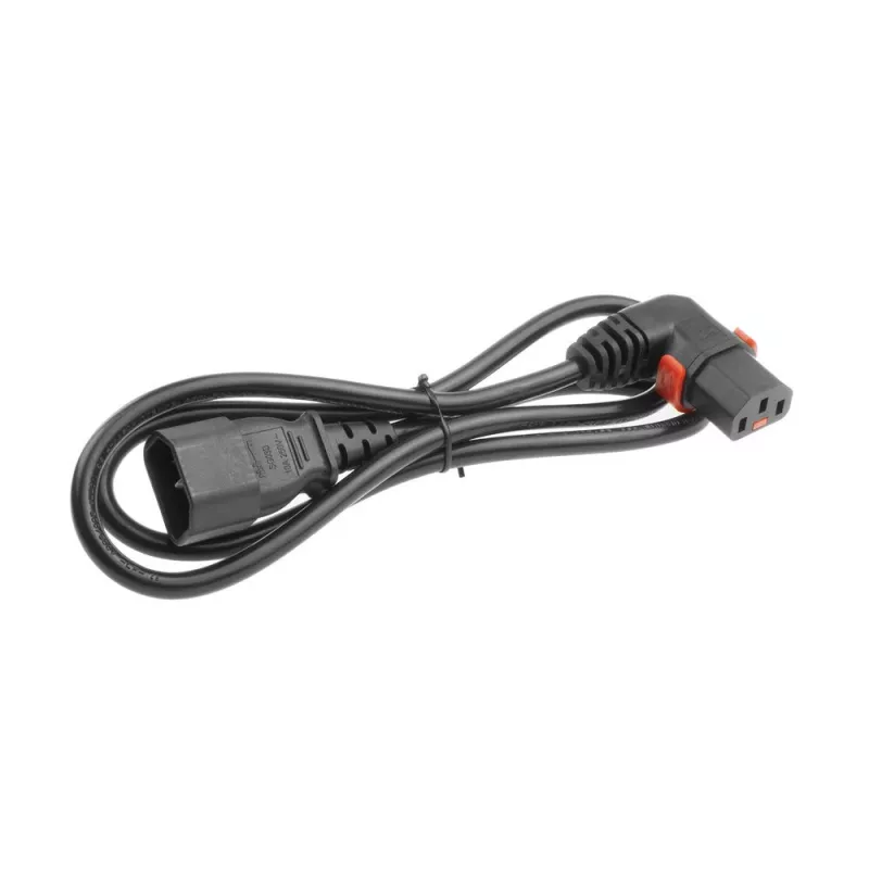 Cabo de alimentação ACT C14 - C13 IEC Lock (angular) preto 1 m, PC2041
