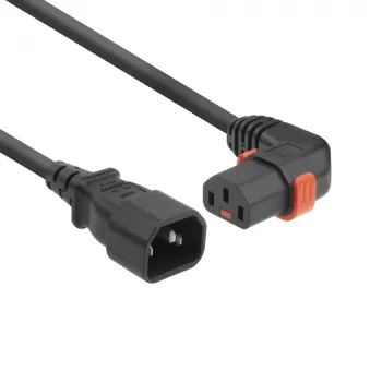 Cabo de alimentação ACT C14 - C13 IEC Lock (angular) preto 2 m, PC2045