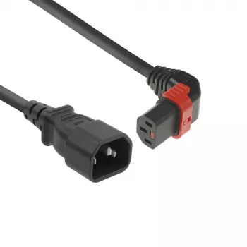 Cabo de alimentação ACT C14 - C13 IEC Lock (angular para cima) preto 1 m, PC2043