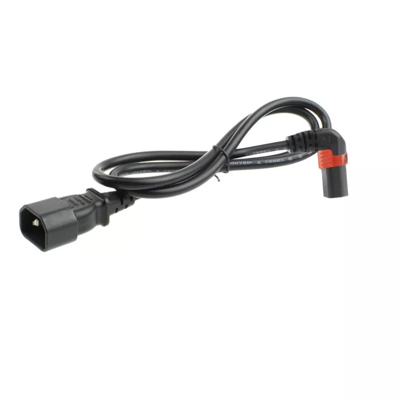 Cabo de alimentação ACT C14 - C13 IEC Lock (angular para cima) preto 1 m, PC2043