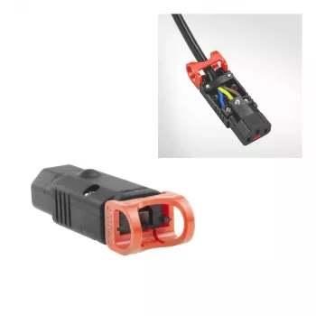 ACT C13 IEC Lock+ recauchutável preto, PA130100BK, C13, preto, vermelho, conector fêmea, reto, nylon, 1,5 mm²