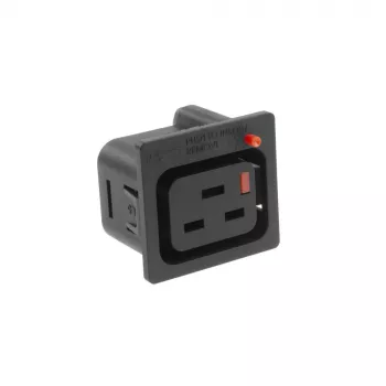 ACT C19 IEC Lock Net Entree (1 saída) - preto, PA195015BK, C19, preto, vermelho, conector fêmea, reto, termoplástico, 2000 V