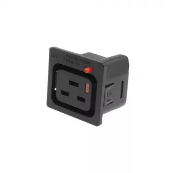 ACT C19 IEC Lock Net Entree (1 saída) - preto, PA195015BK, C19, preto, vermelho, conector fêmea, reto, termoplástico, 2000 V