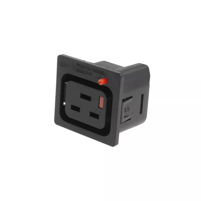 ACT C19 IEC Lock Net Entree (1 saída) - preto, PA195015BK, C19, preto, vermelho, conector fêmea, reto, termoplástico, 2000 V