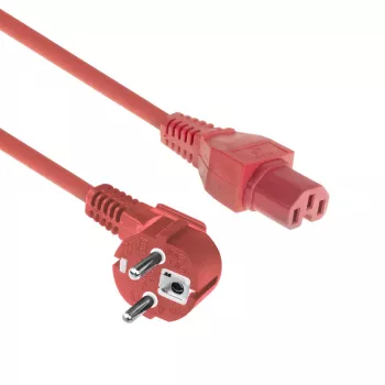 Cabo de alimentação ACT ficha CEE 7/7 (angular) – C15 vermelho 1,5 m