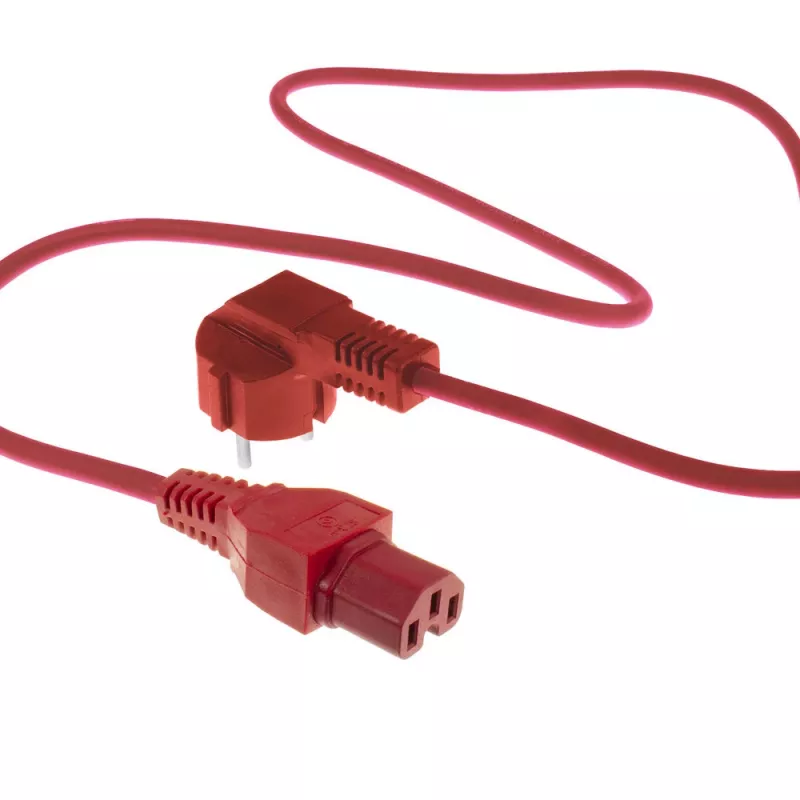 Cabo de alimentação ACT ficha CEE 7/7 (angular) – C15 vermelho 1,5 m