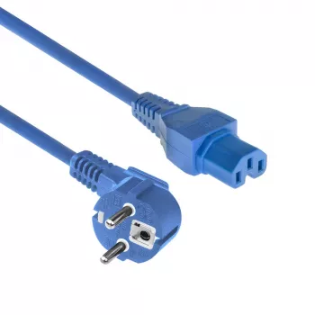 Cabo de alimentação ACT ficha CEE 7/7 angular C15 azul 1,5 m 230V 10A