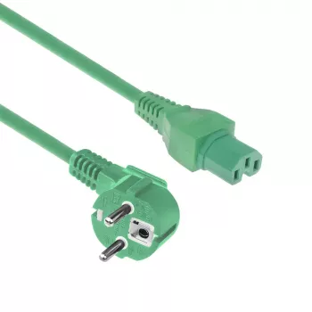 Cabo de alimentação ACT CEE 7/7 ficha (angular) - C15 verde 1,5 m