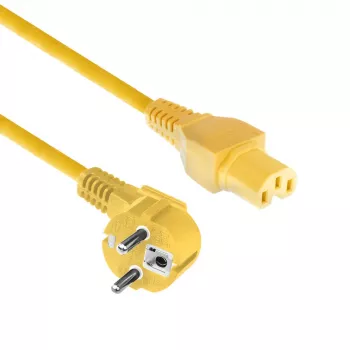 Cabo de alimentação ACT ficha CEE 7/7 (angular) - C15 amarelo 1,5 m
