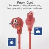 Cabo de alimentação ACT ficha CEE 7/7 angular C15 vermelho 1 m 250 V 10 A