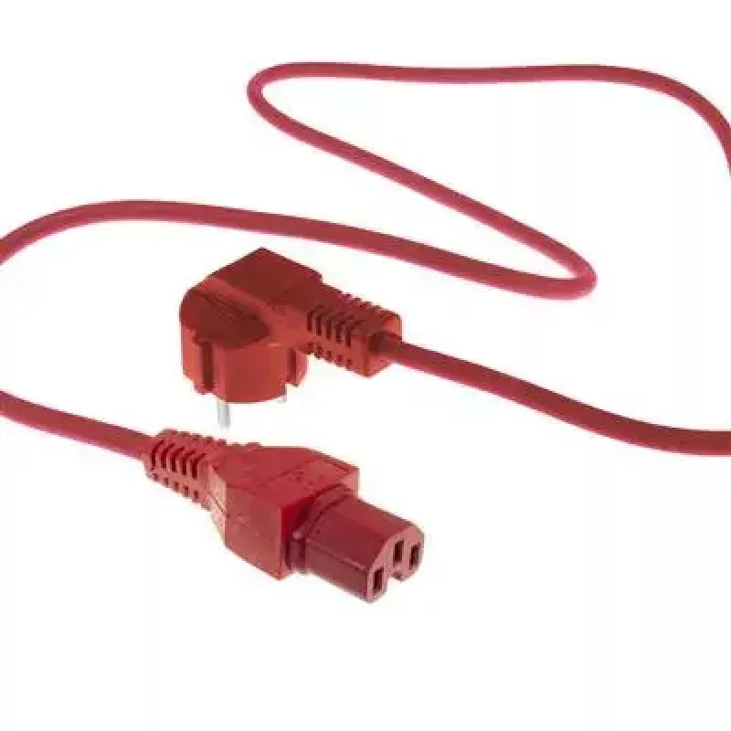 Cabo de alimentação ACT ficha CEE 7/7 angular C15 vermelho 1 m 250 V 10 A