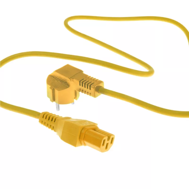 Cabo de alimentação ACT ficha CEE 7/7 (angular) - C15 amarelo 1 m