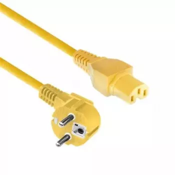 Cabo de alimentação ACT ficha CEE 7/7 angular C15 amarelo 2 m 250V 10A