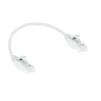 Cabo de rede ACT branco 0,5 metros LSZH U/UTP CAT6 Datacenter Slimline com proteção da patilha e fichas RJ45
