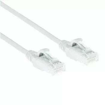 Cabo de rede ACT branco 0,5 metros LSZH U/UTP CAT6 Datacenter Slimline com proteção da patilha e fichas RJ45