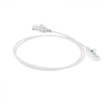 Cabo de rede ACT branco 1 m LSZH U/UTP CAT6 Datacenter Slimline com proteção da patilha e fichas RJ45