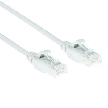 Cabo de rede ACT branco 2 metros LSZH U/UTP CAT6 Datacenter Slimline com proteção da patilha e fichas RJ45