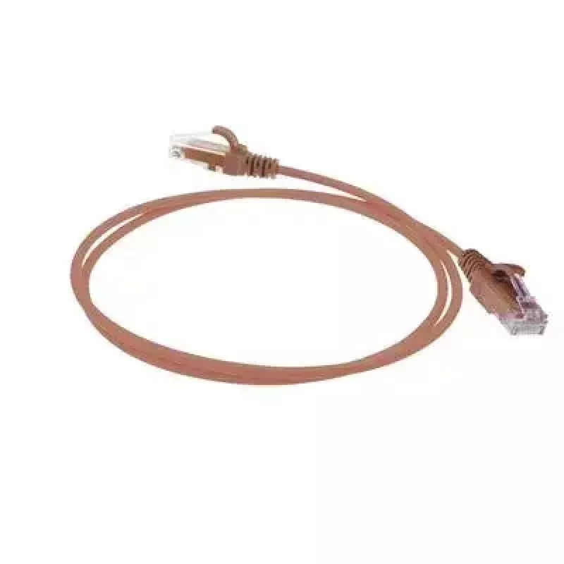 Cabo de rede ACT castanho 2 metros LSZH U/UTP CAT6 Datacenter Slimline com proteção da patilha e fichas RJ45