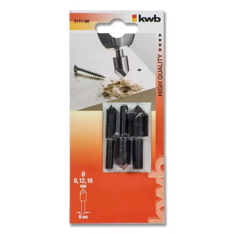 Broca de escarear KWB 511100 3 unidades para metal e madeira