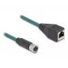 Cabo adaptador M12 DeLOCK codificação A conector fêmea de 8 pinos para conector fêmea RJ45 50 cm