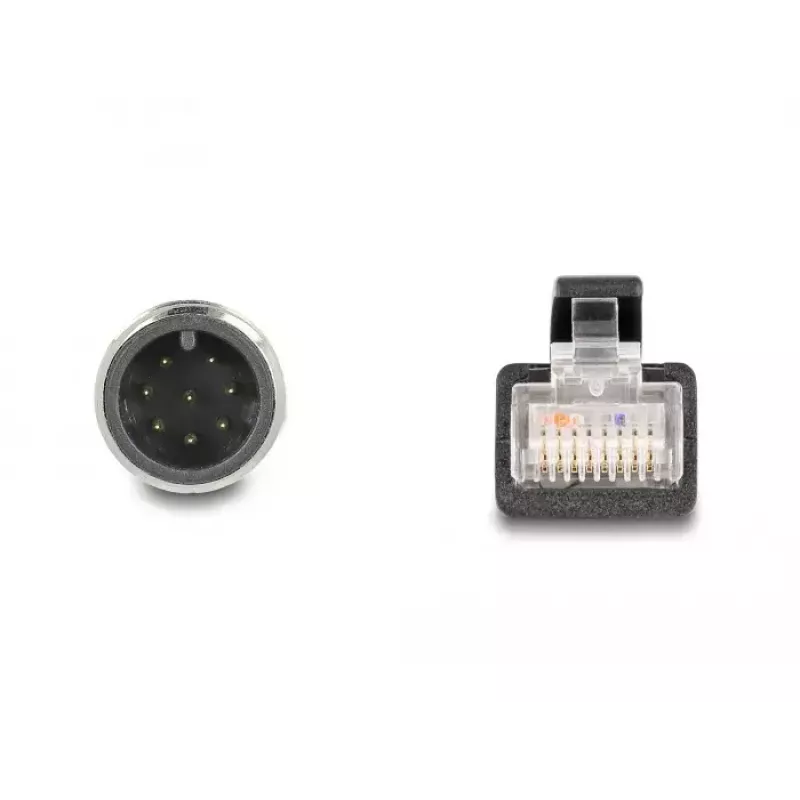 Cabo de rede DeLOCK Cabo adaptador M12 codificação A conector macho de 8 pinos para conector macho RJ45 50 cm