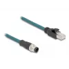 Cabo de rede DeLOCK Cabo adaptador M12 codificação A conector macho de 8 pinos para conector macho RJ45 50 cm