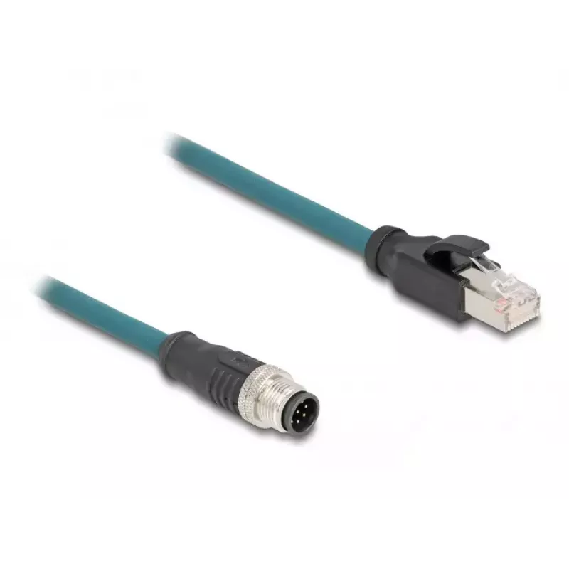 Cabo de rede DeLOCK Cabo adaptador M12 codificação A conector macho de 8 pinos para conector macho RJ45 50 cm