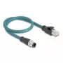 Cabo de rede DeLOCK Cabo adaptador M12 codificação A conector macho de 8 pinos para conector macho RJ45 50 cm