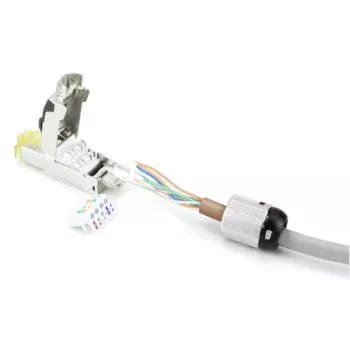 ACT ficha RJ45 CAT6A blindada para terminação em campo, sem ferramentas, 4PPoE 100W