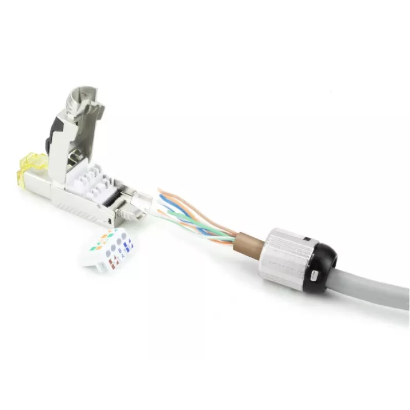 ACT ficha RJ45 CAT6A blindada para terminação em campo, sem ferramentas, 4PPoE 100W