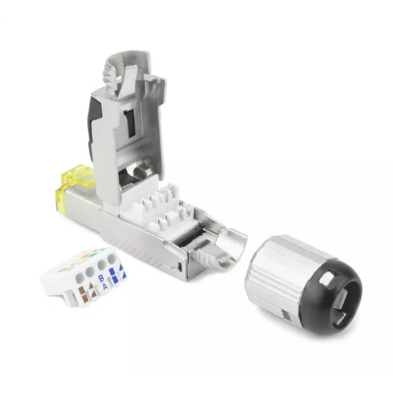 ACT ficha RJ45 CAT6A blindada para terminação em campo, sem ferramentas, 4PPoE 100W