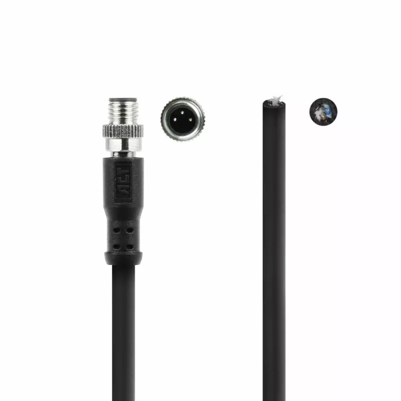 ACT Industrial cabo de sensor de 5,00 metros M8A 3 pinos ficha macho para extremidade aberta, cabo TPE Ultraflex Xtreme, blindado