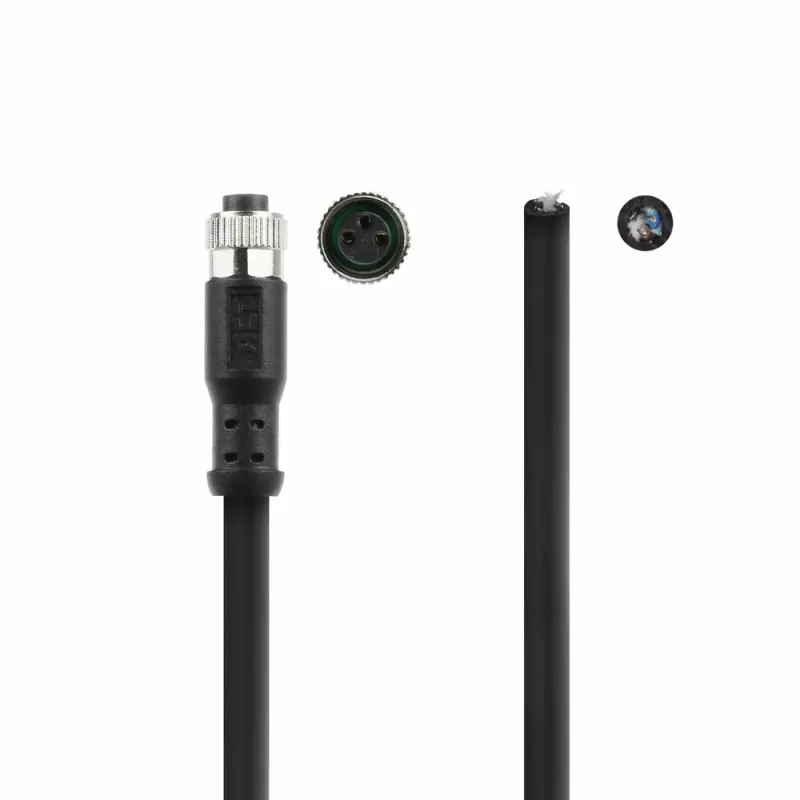 ACT Industrial cabo de sensor de 1,50 metros M8A 3 pinos ficha fêmea para extremidade aberta, cabo TPE Ultraflex Xtreme, blindado