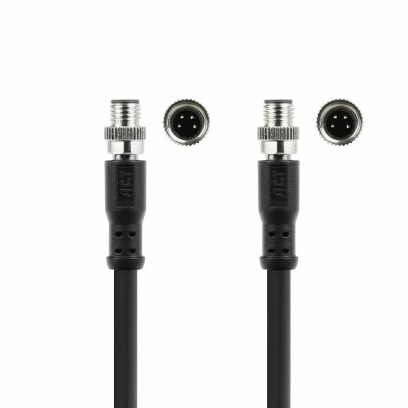 ACT Industrial cabo de sensor de 3,00 metros M8A 4 pinos ficha macho para ficha macho M8A 4 pinos, cabo TPE Ultraflex Xtreme, blindado