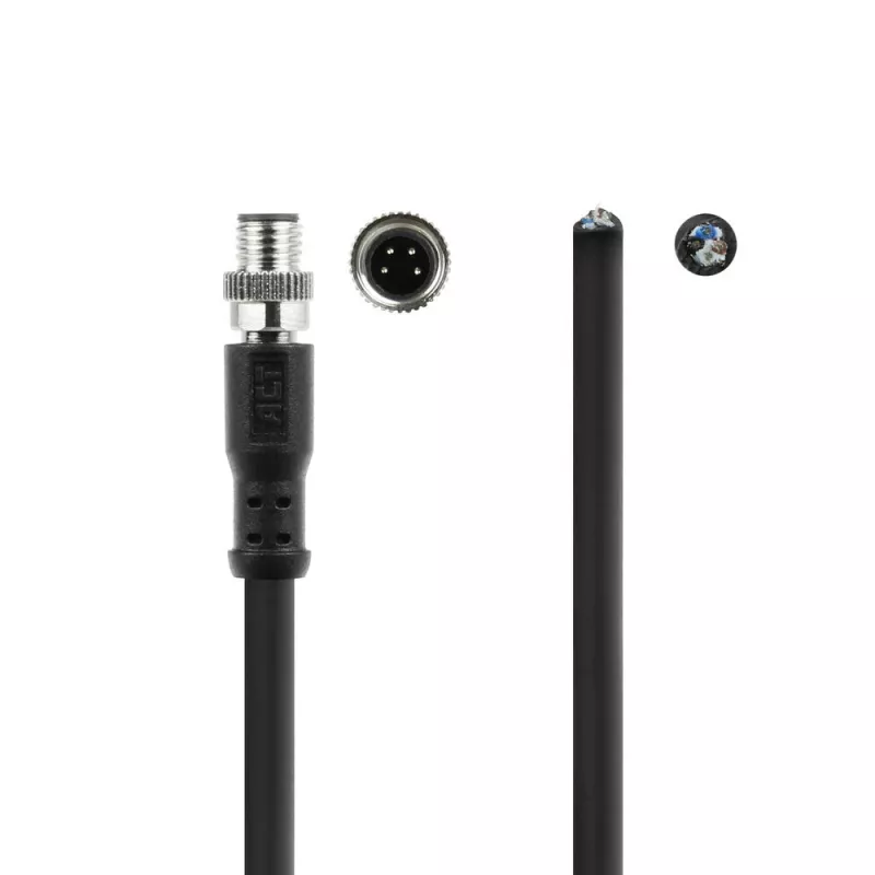 ACT Industrial cabo de sensor de 3,00 metros M8A 4 pinos ficha macho para extremidade aberta, cabo TPE Ultraflex Xtreme, blindado