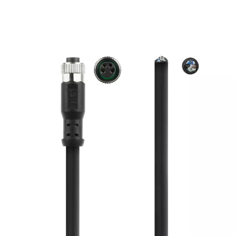 ACT Industrial cabo de sensor de 3,00 metros M8A 4 pinos ficha fêmea para extremidade aberta, cabo TPE Ultraflex Xtreme, blindado
