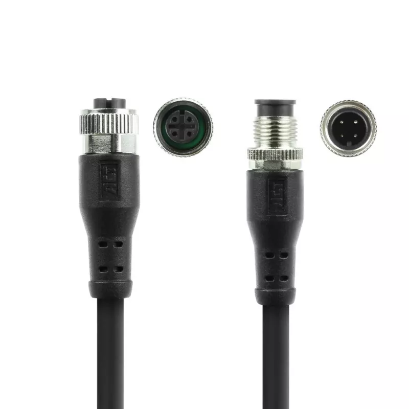 ACT Industrial cabo de sensor de 5,00 metros M12A 4 pinos ficha macho para ficha fêmea M12A 4 pinos, cabo TPE Superflex Xtreme, blindado