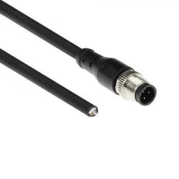 ACT Industrial cabo de sensor de 5,00 metros M12A 4 pinos ficha macho para extremidade aberta, cabo TPE Superflex Xtreme, blindado