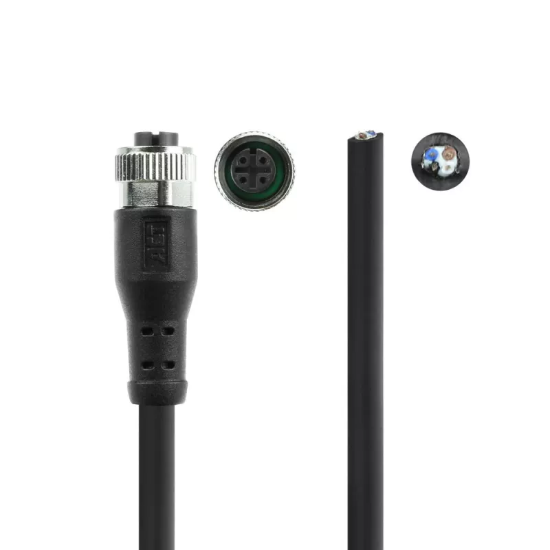 Cabo de sensor ACT Industrial 5,00 metros M12A 4 polos conector fêmea para extremidade aberta Superflex Xtreme cabo TPE, blindado