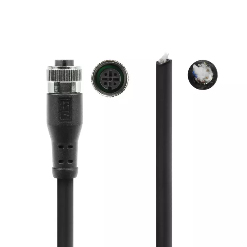 Cabo de sensor ACT Industrial 3,00 metros M12A 5 polos conector macho para extremidade aberta, cabo TPE Superflex Xtreme, blindado